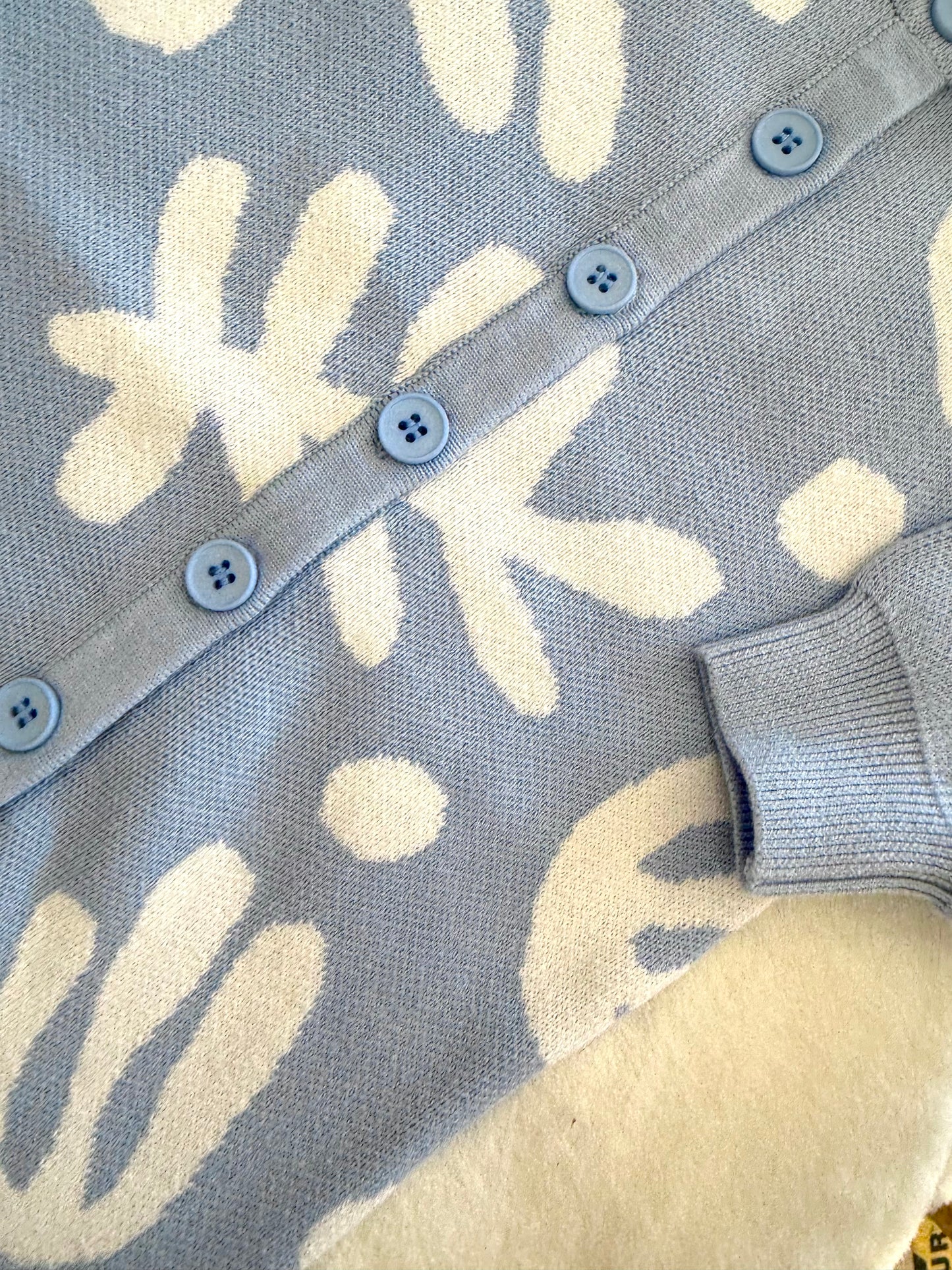 Knit Button Onesie Blue