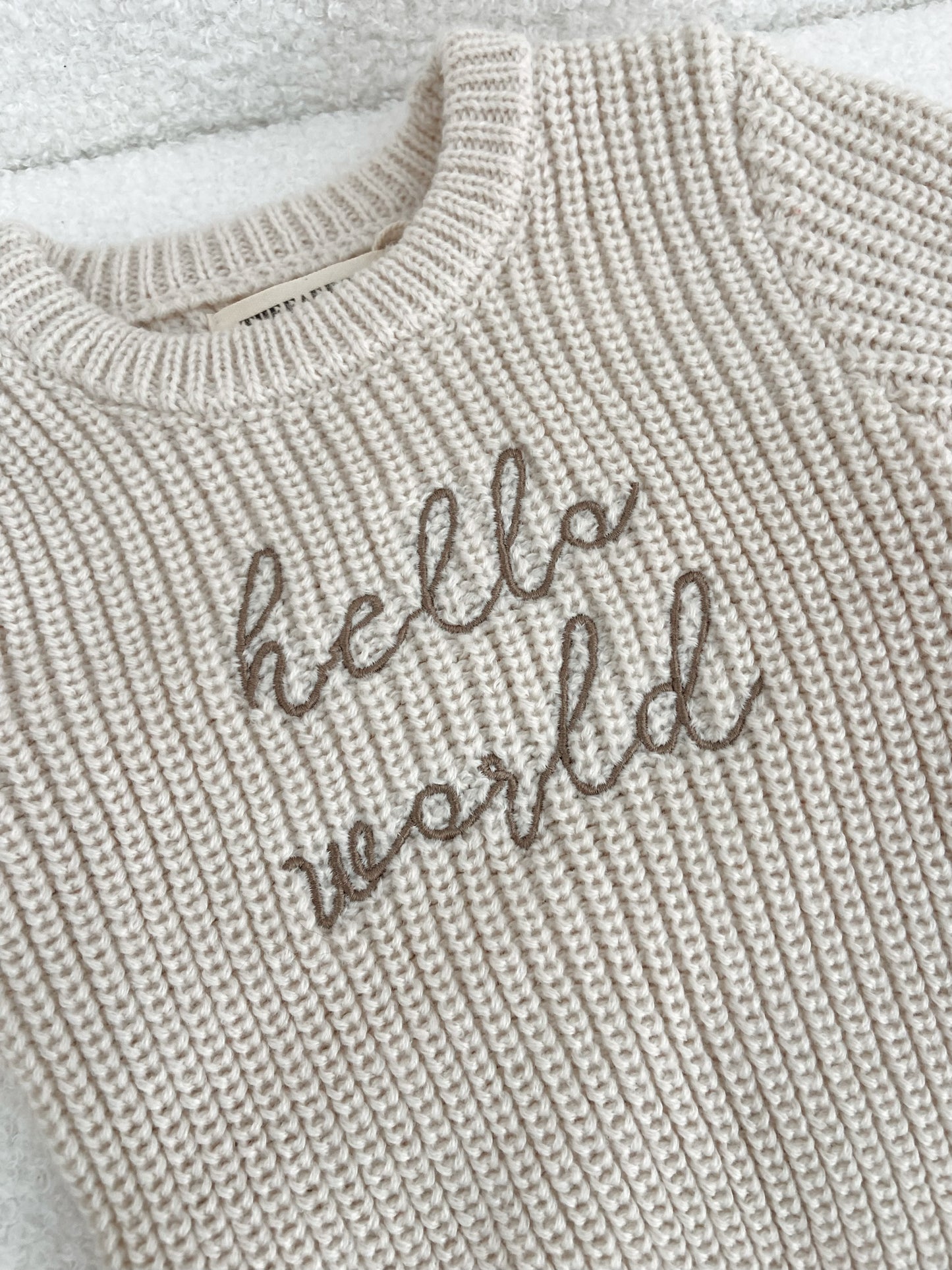 Hello World knit onesie