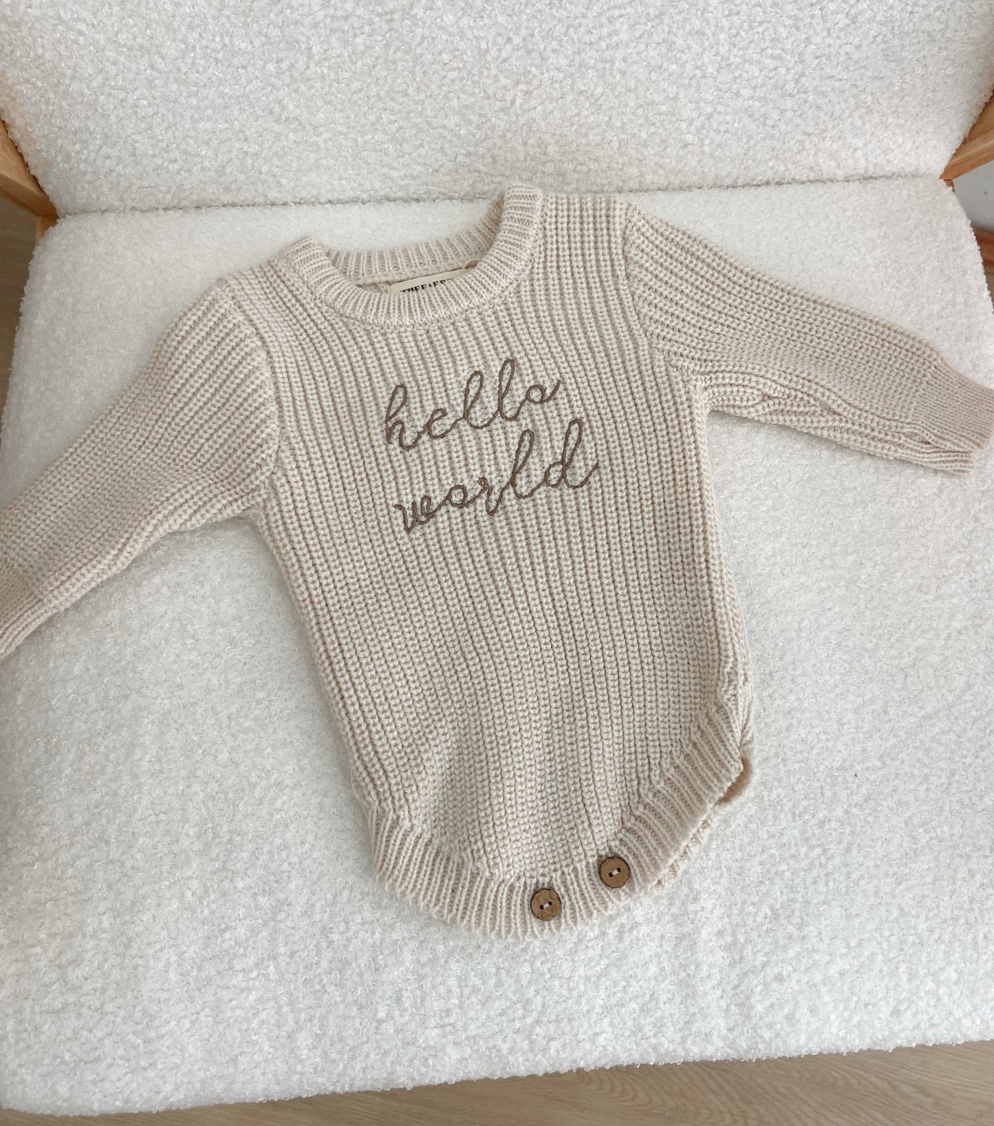 Hello World knit onesie