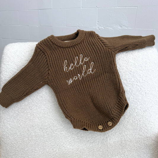 Hello World Knit Onesie