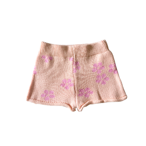 Pink Flower knit shorts