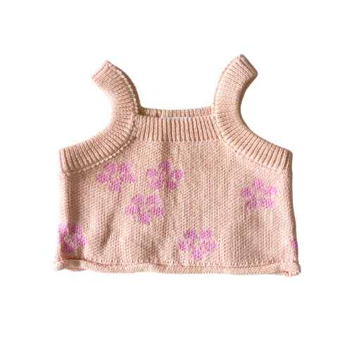 Pink flower knit top