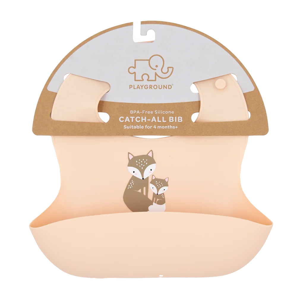 Silicone Bib - Fox/Blush